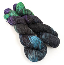 Load image into Gallery viewer, Bellatrix on superwash Merino/nylon/sparkle sock yarn.
