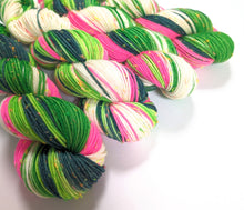 Load image into Gallery viewer, Whoville on superwash merino with neon neps - DK.
