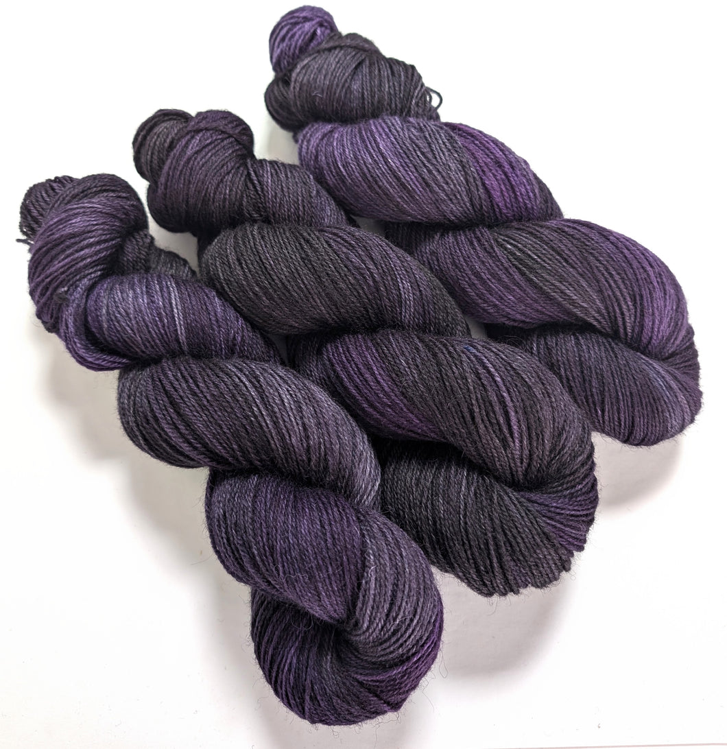 Void, hand dyed on a Exmoor sock yarn.