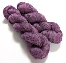 Load image into Gallery viewer, Purples, on baby camel/silk 4ply/fingering weight yarn.
