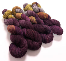 Load image into Gallery viewer, Winter Sky on superwash merino/yak/nylon sock yarn.
