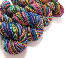 Load image into Gallery viewer, Wintertime Rainbow, on Exmoor sock yarn.
