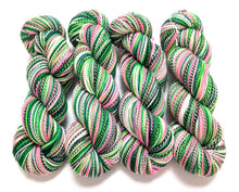 Load image into Gallery viewer, Whoville on high twist superwash merino/nylon &quot;Zebra&quot; sock yarn.
