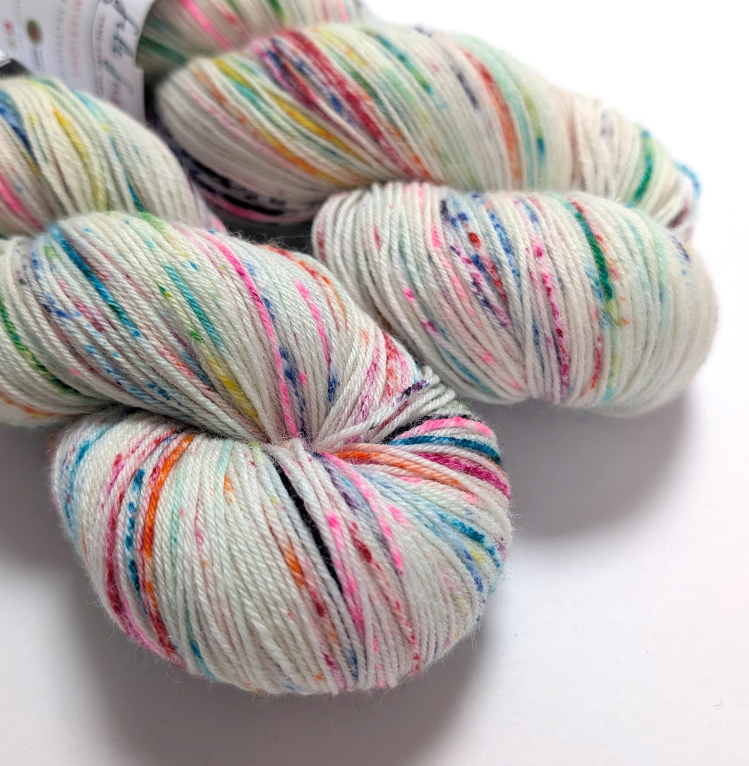 Not Quite Advent Speckles on a superwash BFL/nylon sock yarn.