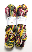 Load image into Gallery viewer, Vintage Christmas on superwash BFL/nylon sock yarn.
