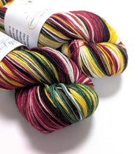 Load image into Gallery viewer, Vintage Christmas on superwash BFL/nylon sock yarn.
