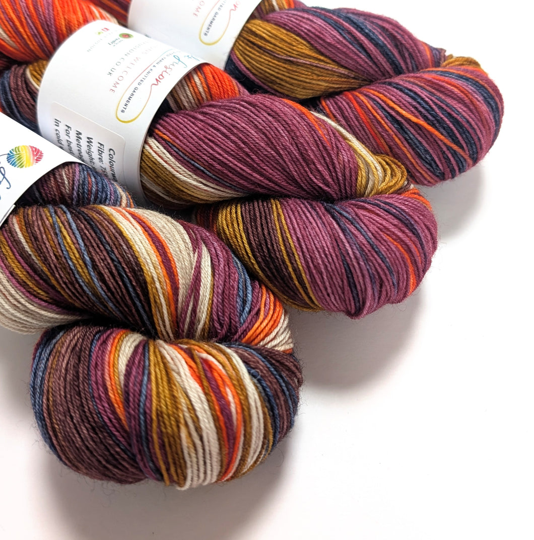 Pure Imagination on superwash BFL/nylon sock yarn.