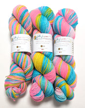 Load image into Gallery viewer, Lady Glitter Sparkles on superwash BFL/nylon sock yarn.
