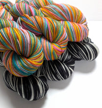 Load image into Gallery viewer, Jack &amp; Sally on superwash merino/nylon sock.
