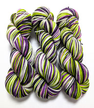 Load image into Gallery viewer, Beetlejuice on superwash Merino crazy 8 DK.
