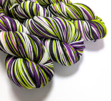 Load image into Gallery viewer, Beetlejuice on superwash Merino crazy 8 DK.
