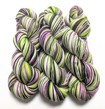 Load image into Gallery viewer, Beetlejuice on Superwash BFL/nylon sock yarn.
